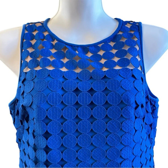 Lauren Ralph Lauren Women's 8P Blue Dot-Lace Dress Sheath Melia Semi Formal - Picture 3 of 8